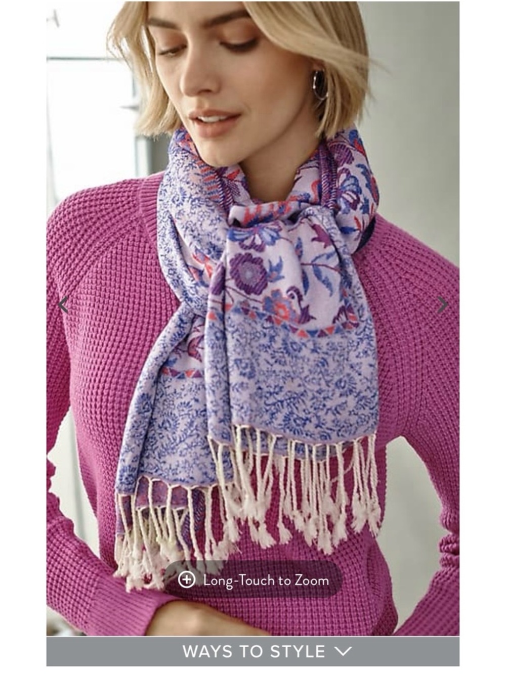Light Purple Floral Fringe Scarf - Women's Accessory NWOT